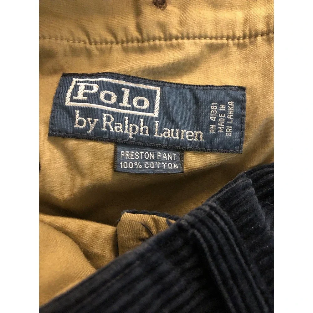 Ralph Lauren Pants 33x30 Blue Corduroy Preston Classic Fit Chino Career Casual